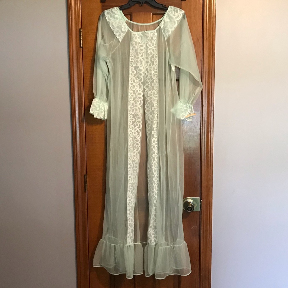 Mint green vintage duster or sheer robe